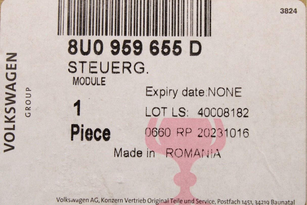 Audi Q3 RSQ3 2014-2018 control unit for airbag 8U0959655D