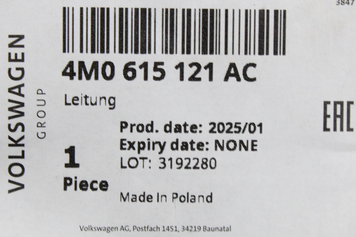 VW Touareg 18-on Audi Q7 Q8 front brake pad wear sensor (x1) 4M0615121AC