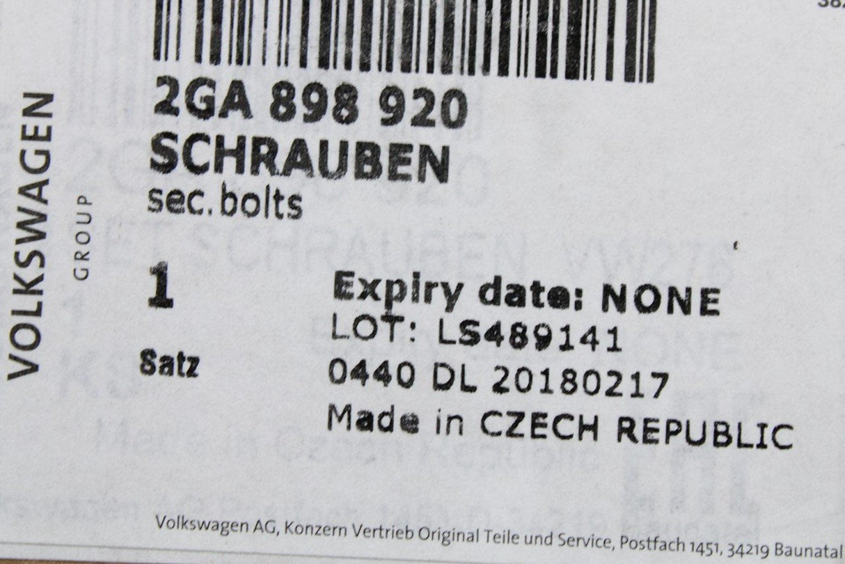 VW T-Roc 2018-on sunroof roller shade blind securing screws 2GA898920