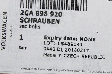 VW T-Roc 2018-on sunroof roller shade blind securing screws 2GA898920