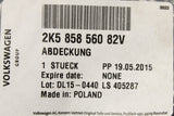 VW Caddy 2016-2020 upper steering column trim 2K5858560 82V