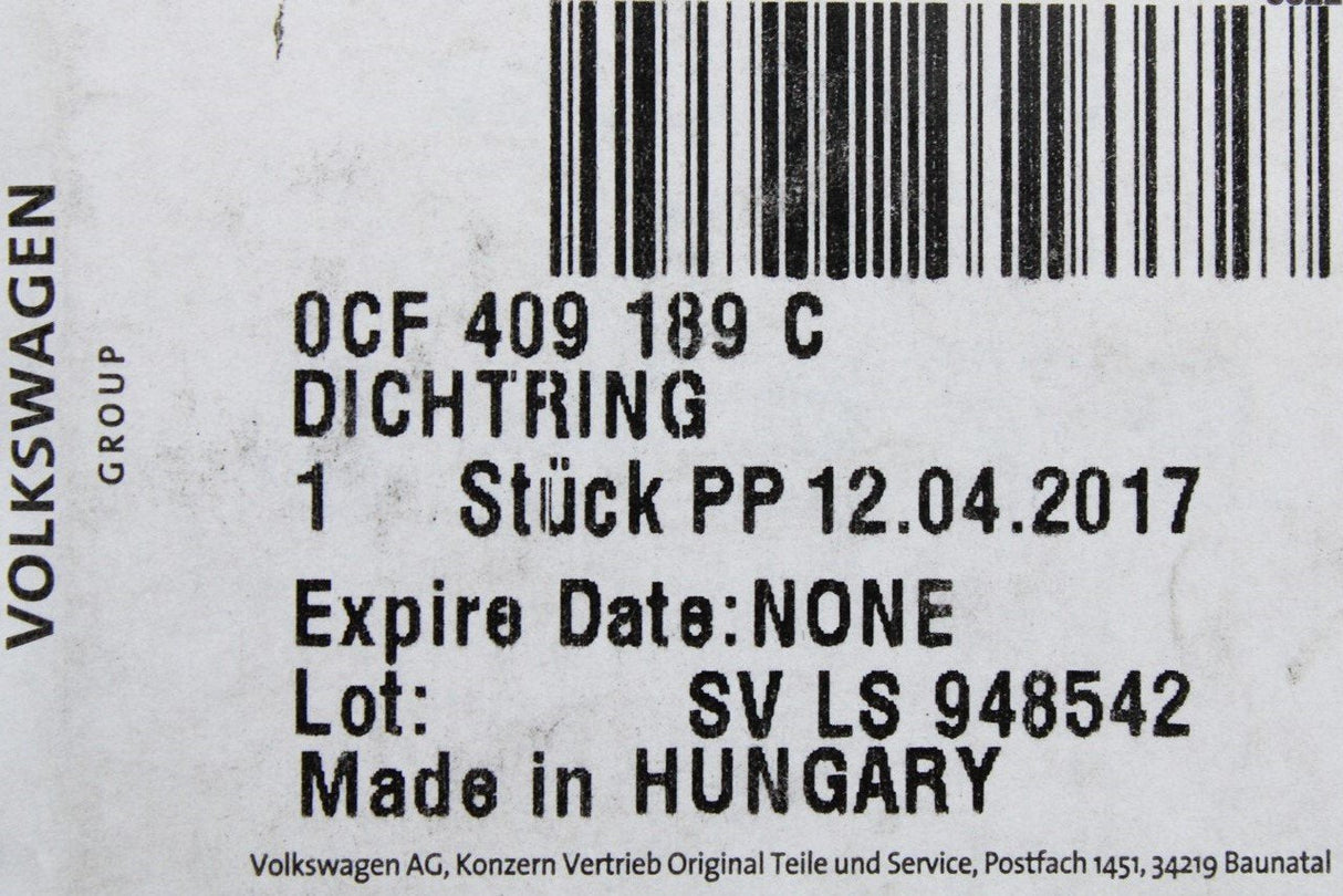 VW Audi Skoda SEAT manual gearbox shaft oil seal 40x52x8 0CF409189C