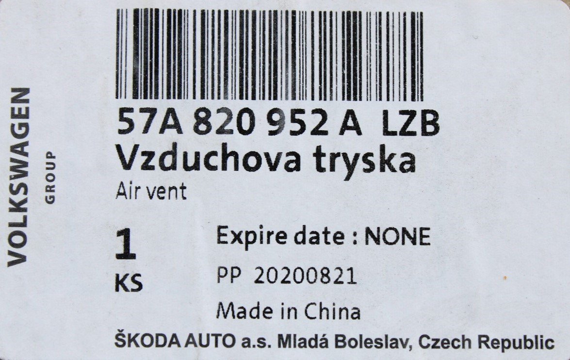 Skoda Karoq 2018-Onward Air vent chrome (Right centre) 57A820952A LZB