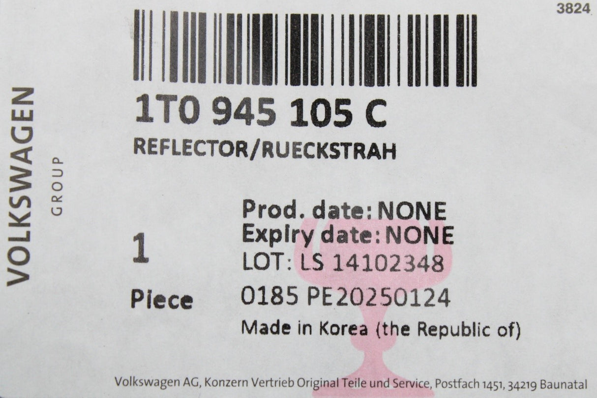 VW Touran 1T 2011-2015 rear light reflector (left) 1T0945105C
