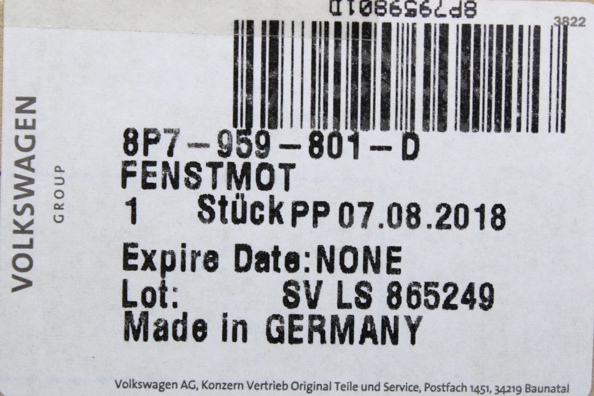 Audi A3 Cabriolet 2008-2013 LHD front drivers window motor 8P7959801D
