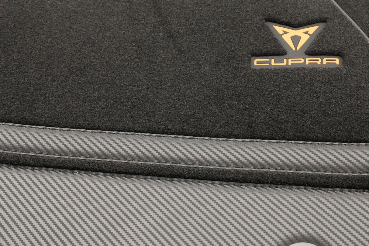 CUPRA Formentor 2021-on front & rear carbon effect floor mats with safety kit 5FH093990F