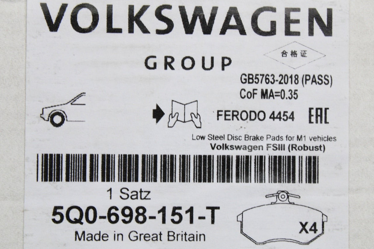 VW Golf MK7 Audi A3 Skoda SEAT 276x24mm front brake pads set 5Q0698151T