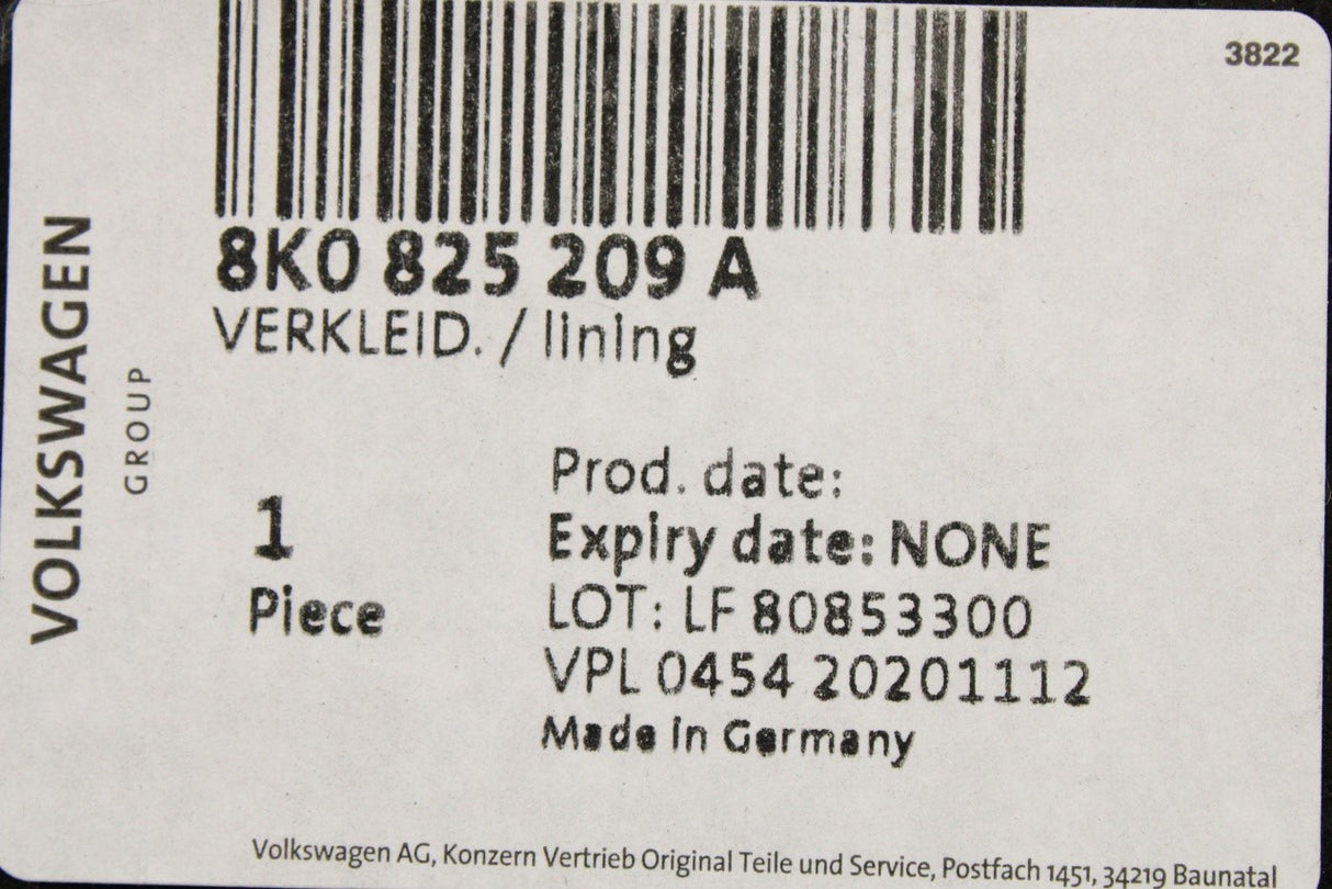 Audi A4 S4 B8 Avant 2013-2015 underbody cover trim (left) 8K0825209A