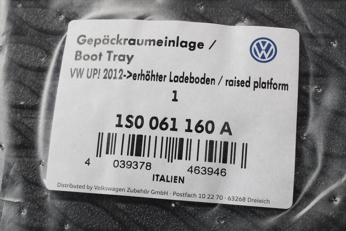 VW Up! 2012-on foam boot load liner mat (adjustable floor) 1S0061160A