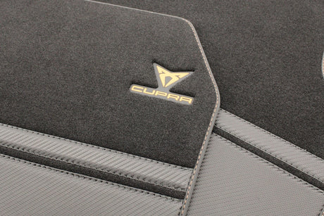 CUPRA Formentor 2021-on front & rear carbon effect floor mats with safety kit 5FH093990B