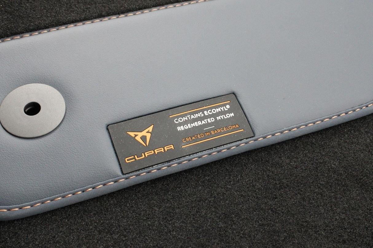 CUPRA Formentor 2021-on front & rear petrol blue floor mats with safety kit 5FH093990E