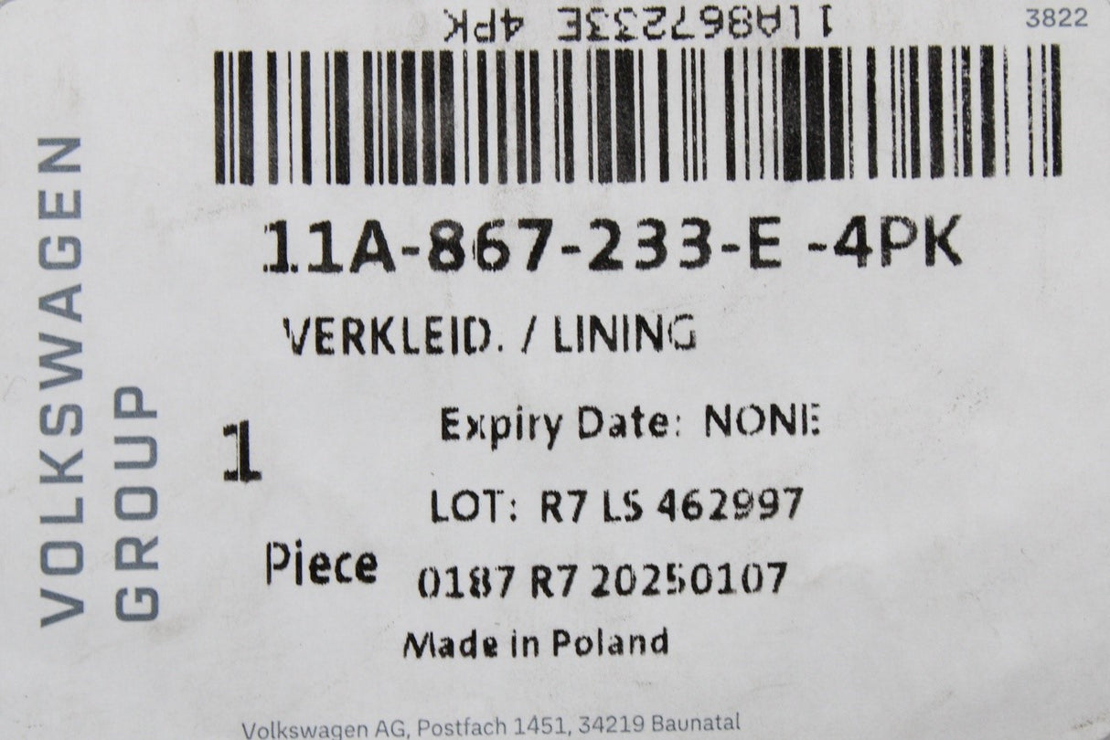 VW ID.4 ID.5 2021-on upper a-pillar interior trim (left) 11A867233E 4PK
