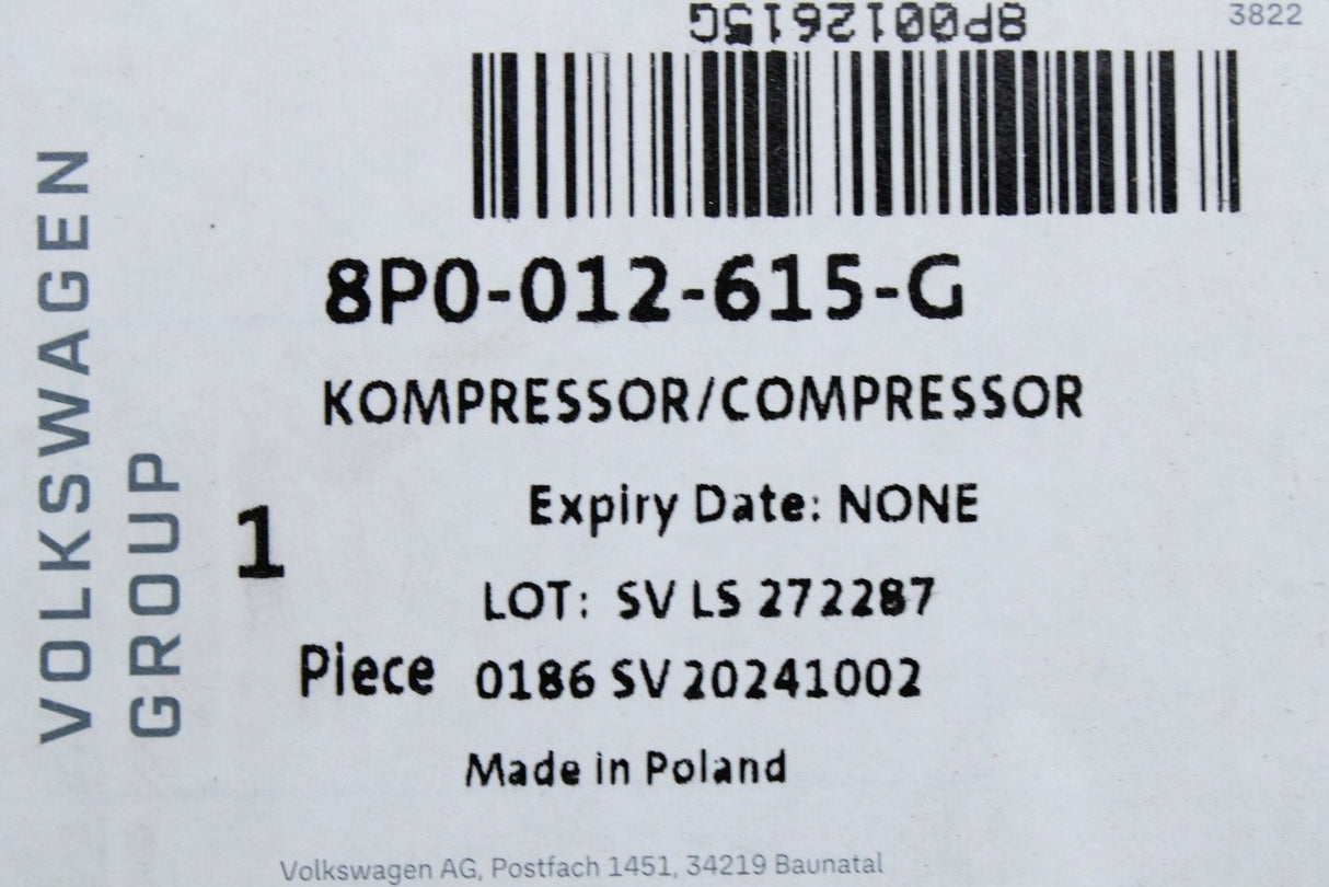 Audi A4 A5 A6 A7 A8 Skoda vehicle tool kit air compressor 8P0012615G