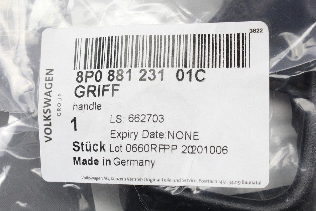 Audi A3 S3 RS3 8P TT TTRS R8 left front seat slide handle 8P0881231 01C