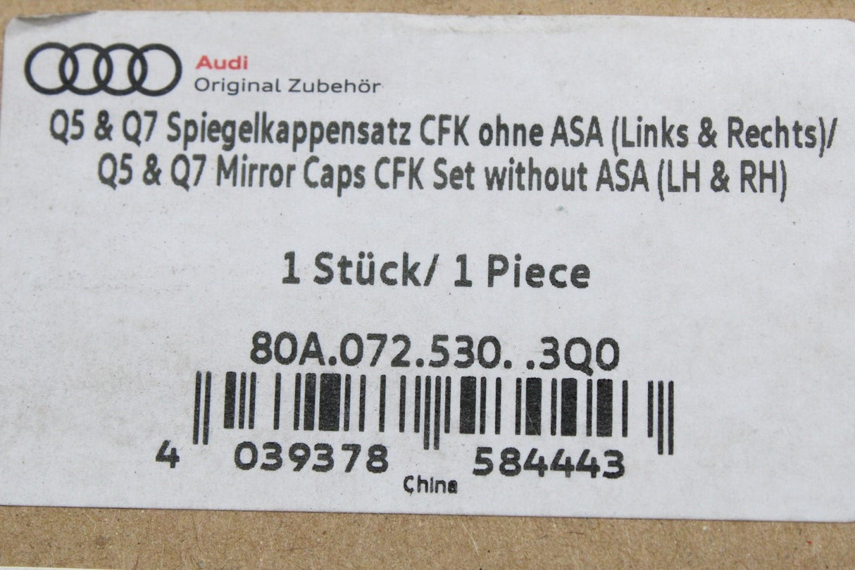 Audi Q5 Q7 2016-on carbon fibre wing mirror cap set 80A072530 3Q0