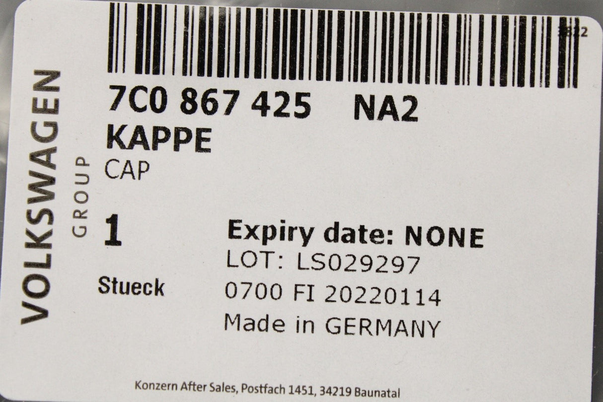 VW Crafter 2017-on wiper motor cover cap (rear left) 7C0867425 NA2
