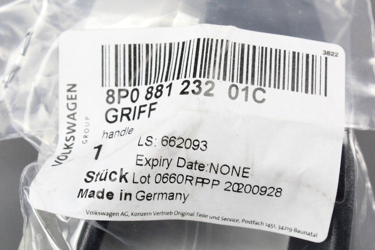 Audi A3 S3 RS3 8P TT TTRS R8 right front seat slide handle 8P0881232 01C