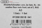 Audi A3 MHEV 2021-On front rubber floor mats (RHD) 8Y2061501B 041