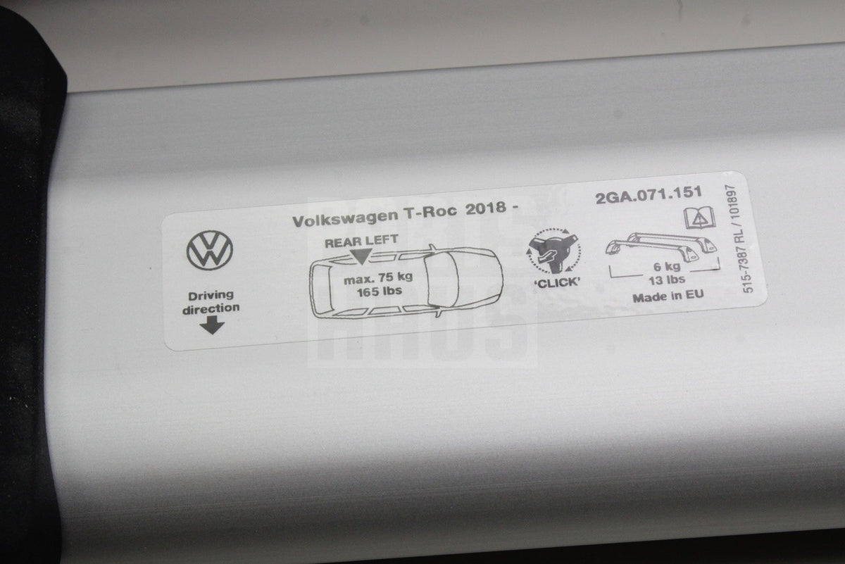 Genuine VW T-Roc 2018-on roof bars (silver) 2GA071151
