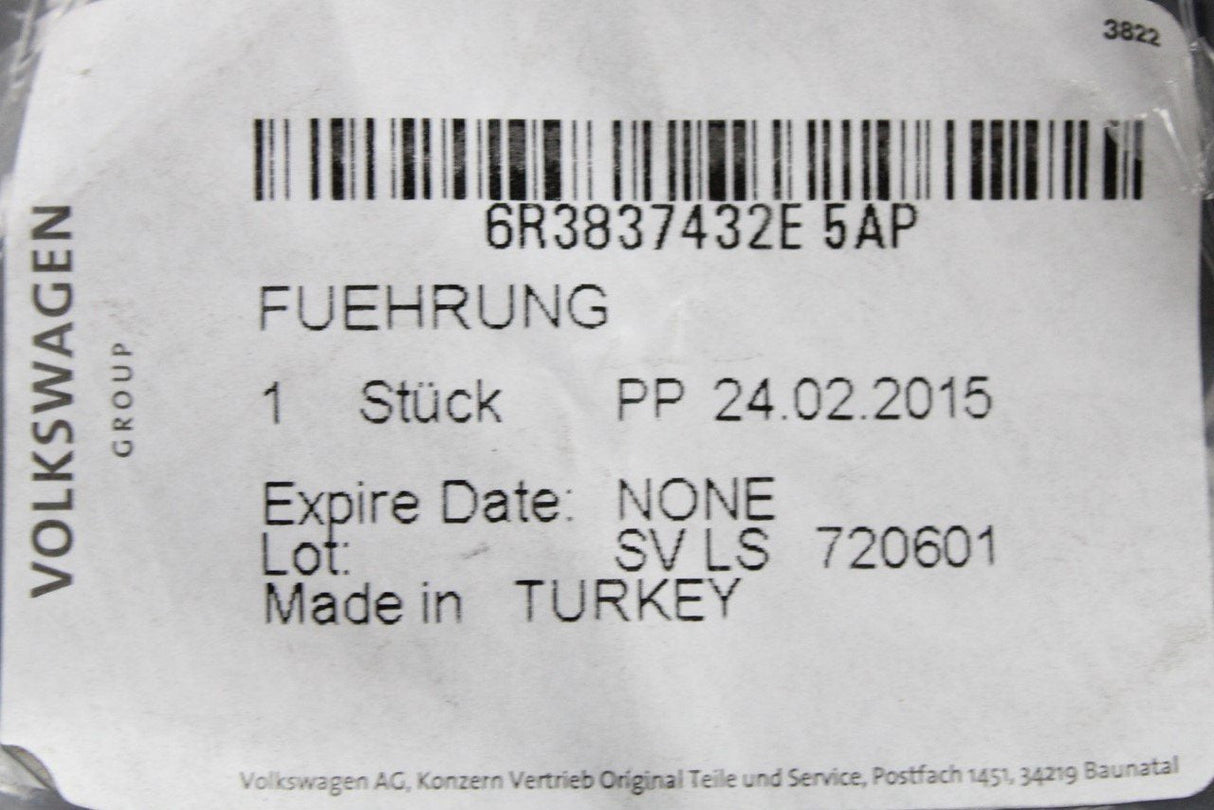 VW Polo 6R 6C 2010-17 right 3-door upper window guide seal 6R3837432E5AP