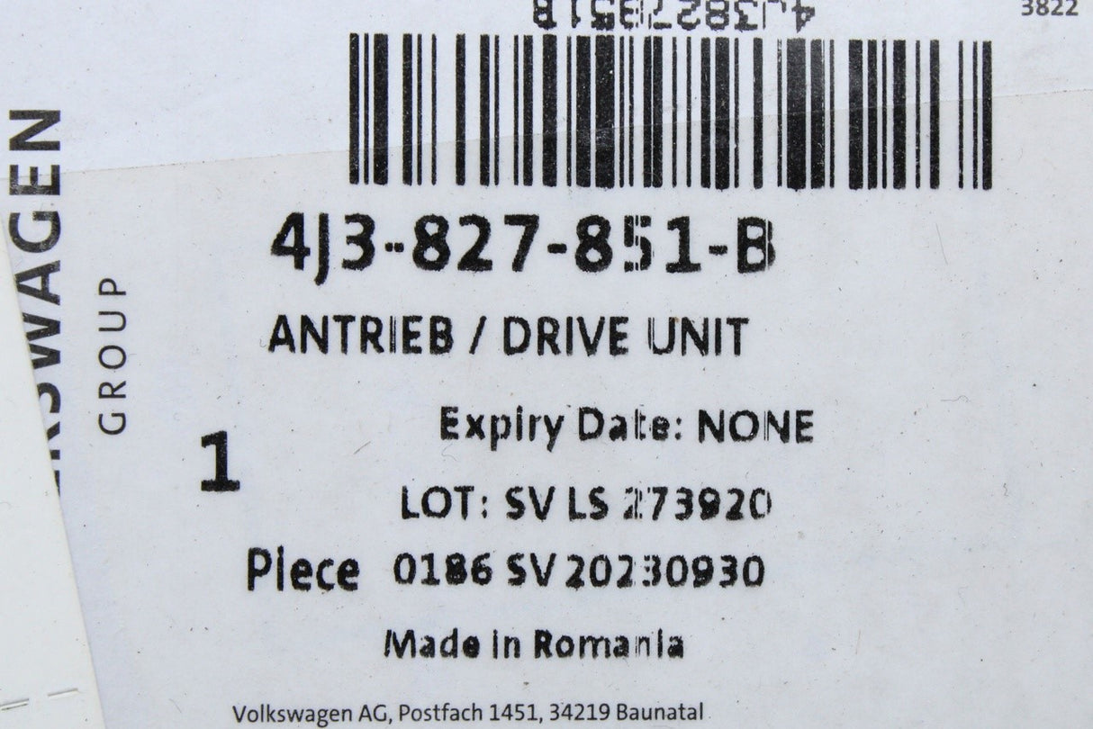 Audi e-tron GT 2021-on boot lid drive unit (left) 4J3827851B