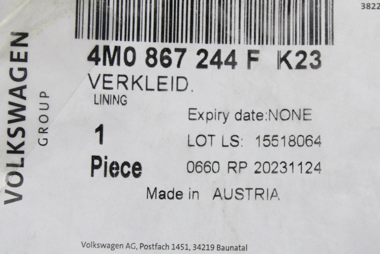 Audi Q7 2016-on upper b-pillar interior trim (right) 4M0867244F K23