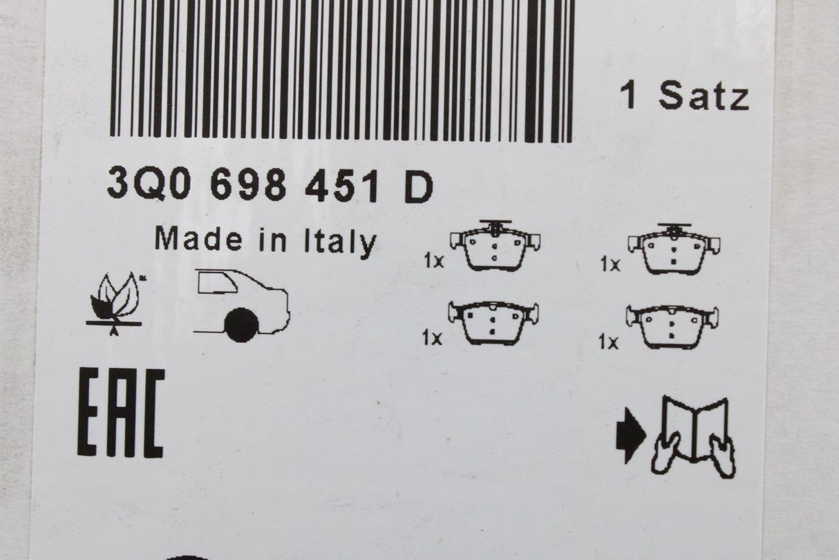 VW Tiguan Arteon Passat Q3 Tarraco Superb rear brake pads 3Q0698451D