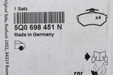 VW Audi Skoda SEAT Set of rear brake pads for 272x10mm discs 5Q0698451N