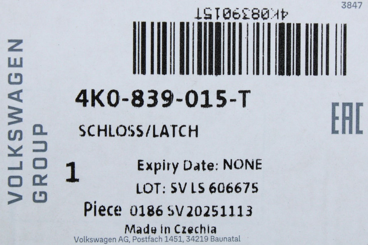 VW ID.4 ID.5 21-on CUPRA Tavascan 24-on rear door lock (left) 4K0839015T