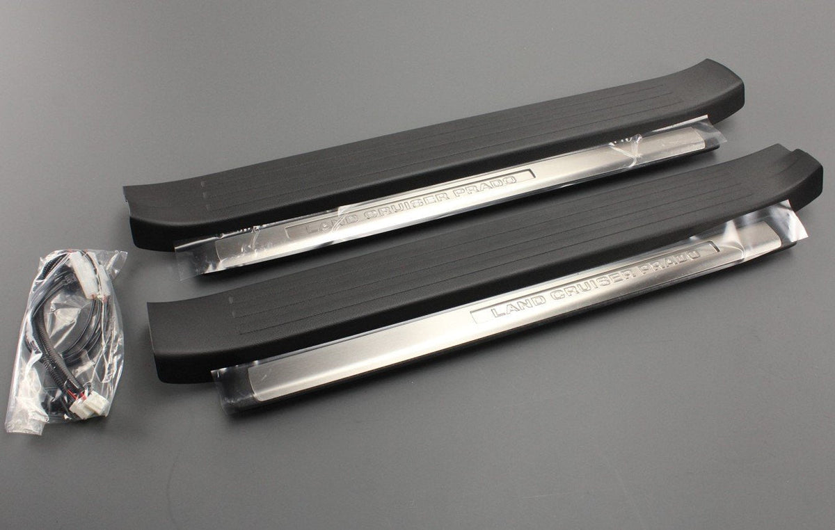 Toyota Land Cruiser 2007-on illuminated sill scuff plates 08266-60870-C0, view 1