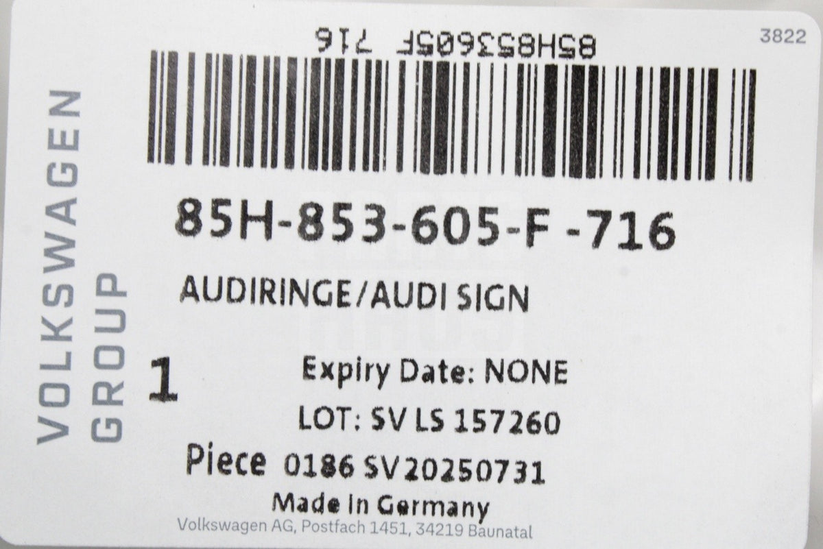 Audi Q6 e-tron 2024-on front radiator grille logo badge 85H853605F 716