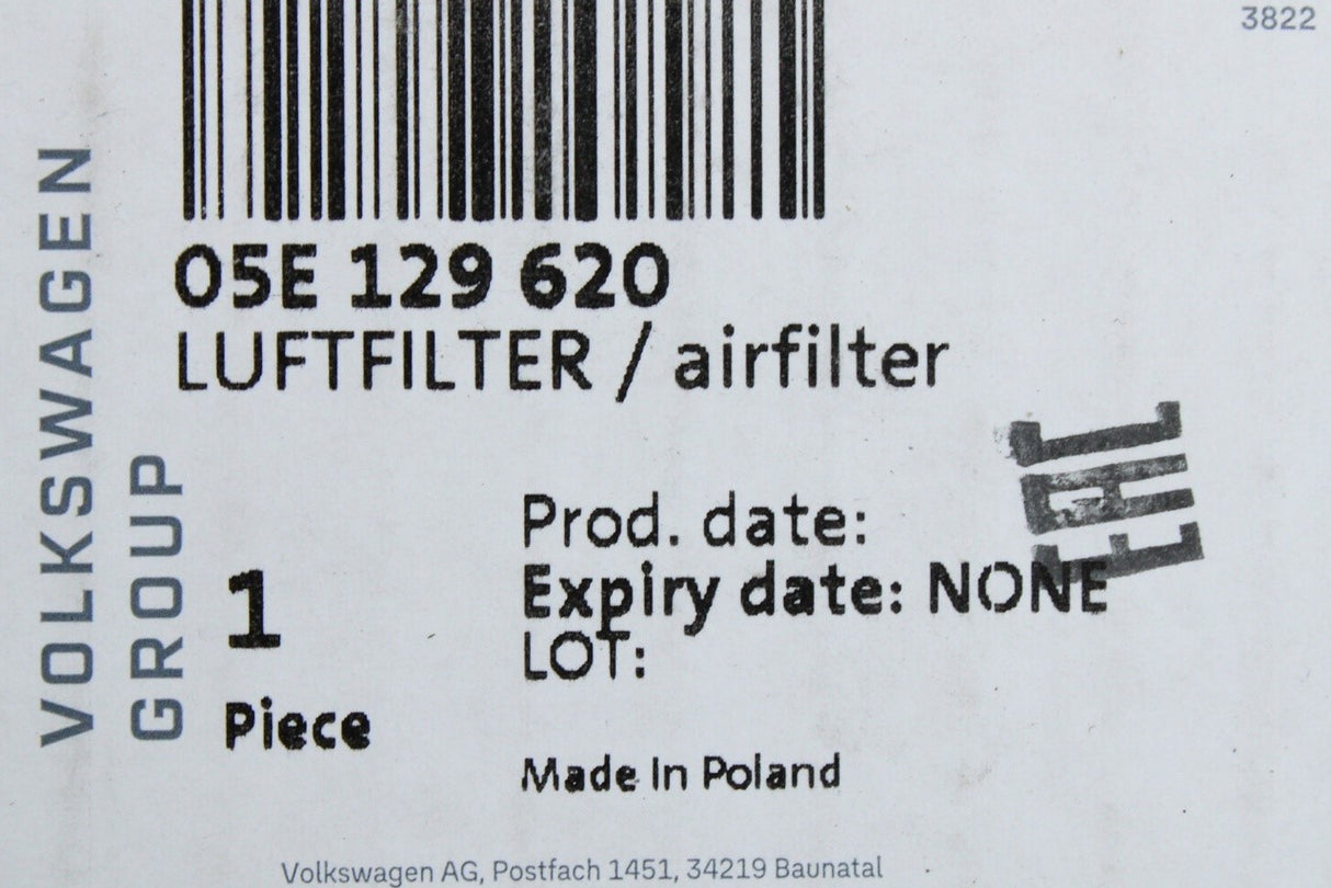 VW Golf Audi A3 8Y Skoda SEAT CUPRA 1.5 TSI air filter element 05E129620