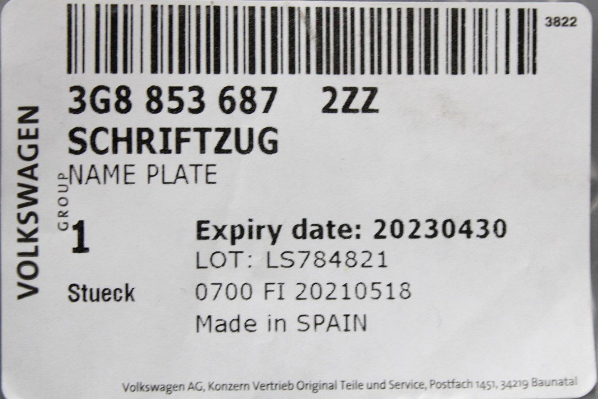 VW Arteon 2017-Onward ARTEON rear inscription badge chrome 3G8853687 2ZZ