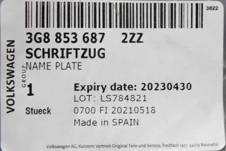VW Arteon 2017-Onward ARTEON rear inscription badge chrome 3G8853687 2ZZ