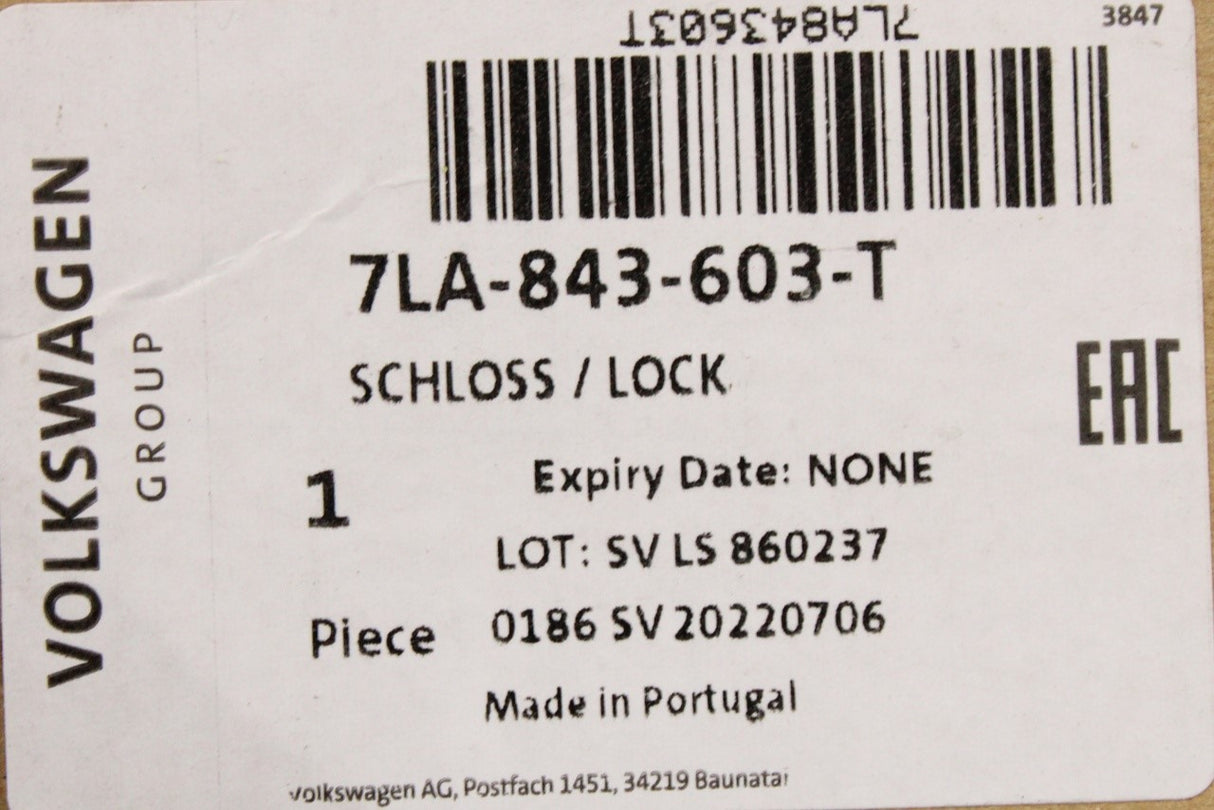 VW Transporter Caddy 2020-on sliding door latch lock (left) 7LA843603T
