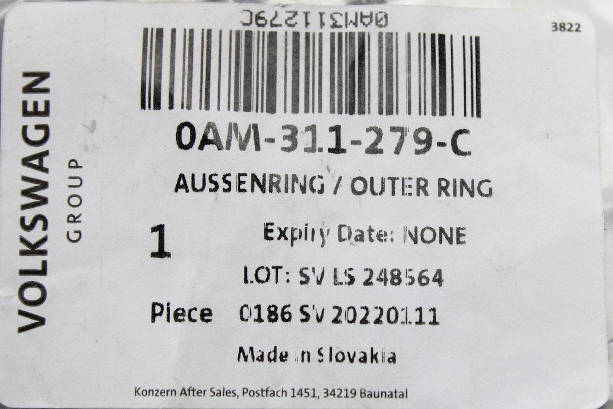 VW Audi Skoda SEAT DQ200 DSG outer ring shim 0AM311279C