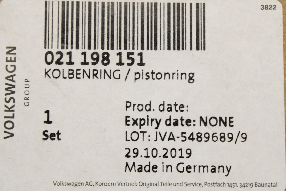 VW Golf MK3 SEAT 92-10 piston ring set (2.3/2.8 5cyl & 2.8 VR6) 021198151