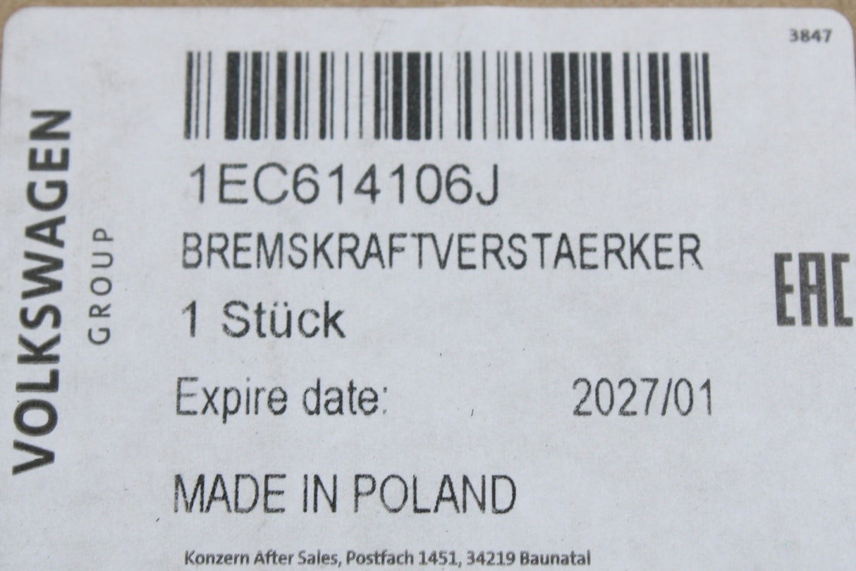 Audi Q4 e-tron 2022-on RHD electro-mechanical brake servo 1EC614106J
