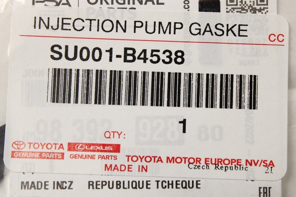 Toyota Proace 2016-on high pressure fuel pump gasket SU001-B4538