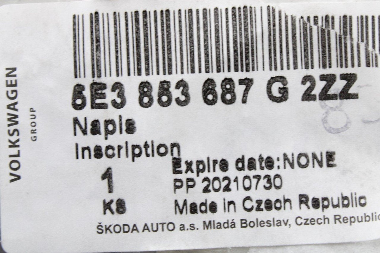 Skoda Octavia 2021 - rear SKODA lettering badge chrome 5E3853687G2ZZ