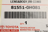 Toyota Aygo rear tail light unit (right) 81551-0H081