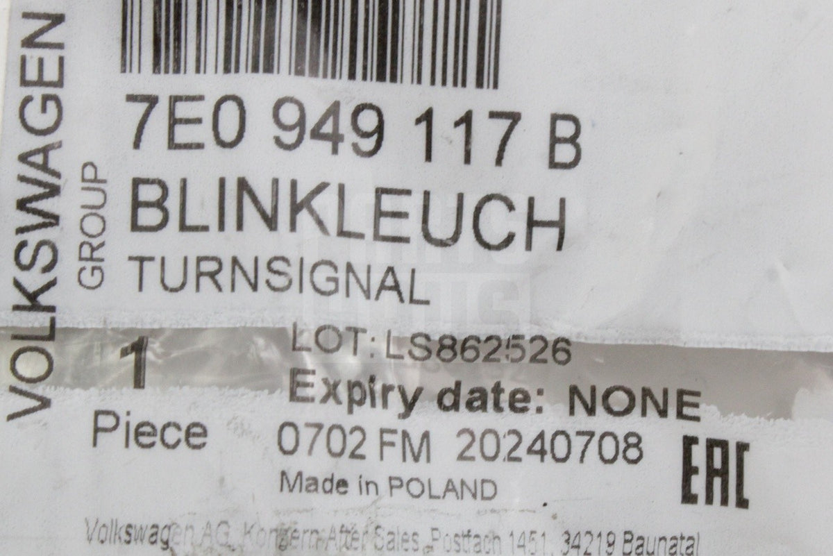 VW Amarok T5.1 Up Skoda Citigo SEAT Mii side wing indicator (x1) 7E0949117B