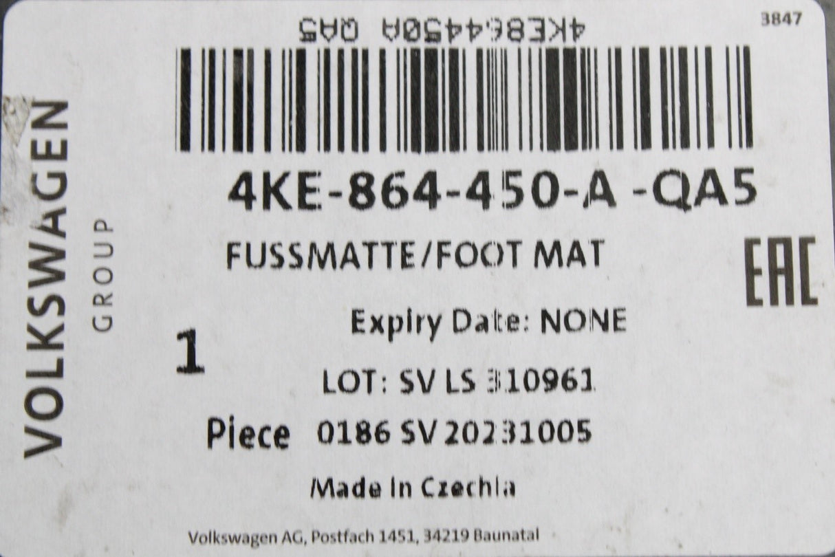 Audi e-tron 2019-2023 rear carpet floor mats 4KE864450A QA5