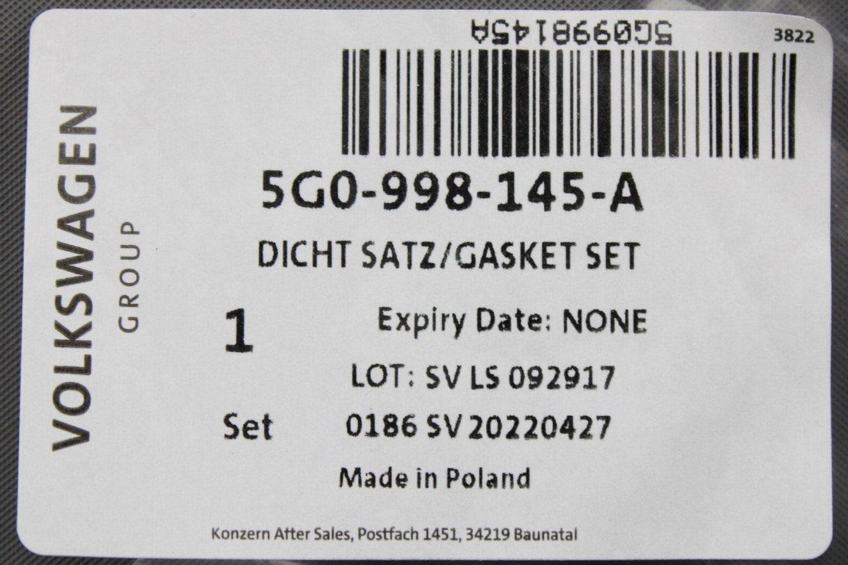 VW Golf MK7 2013-16 hatchback LED rear light gasket (outer) 5G0998145A