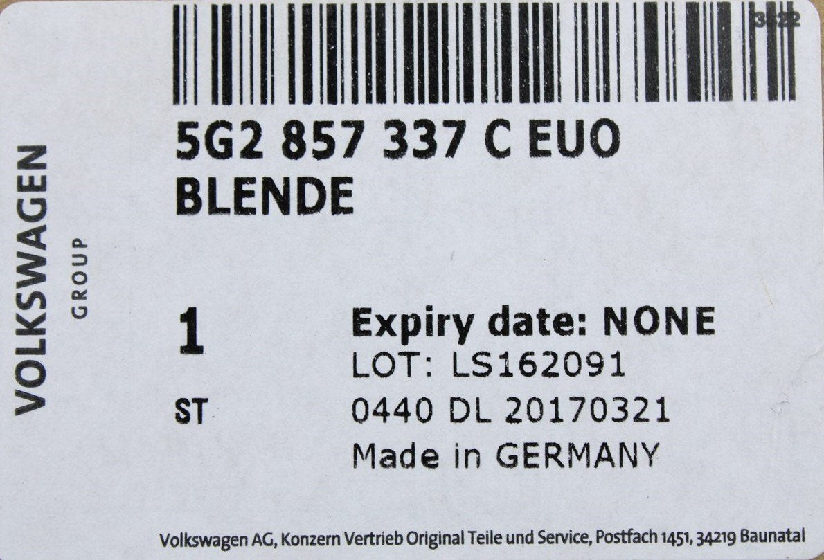 VW Golf MK7.5 centre console stowage compartment lid panel 5G2857337CEUO