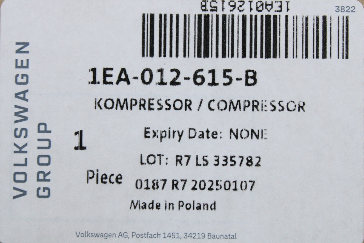 VW ID.Buzz Audi Skoda vehicle tool kit tyre air compressor 1EA012615B