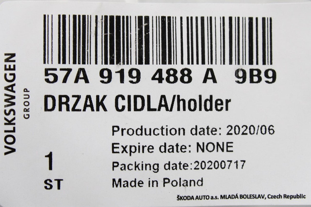 Skoda Karoq 2018-on parking sensor bracket (rear, right) 57A919488A 9B9
