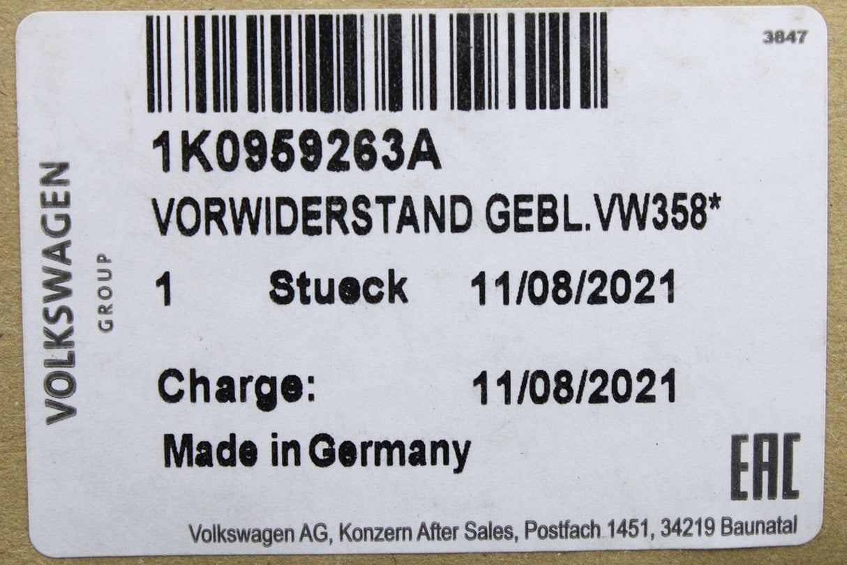 VW Golf Audi A3 Skoda SEAT Leon heater blower resistor 1K0959263A