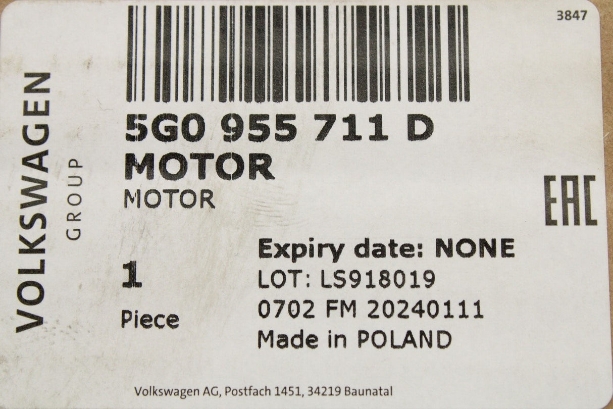 VW Golf MK7 Up! Skoda SEAT 2012-on wiper motor (rear) 5G0955711D