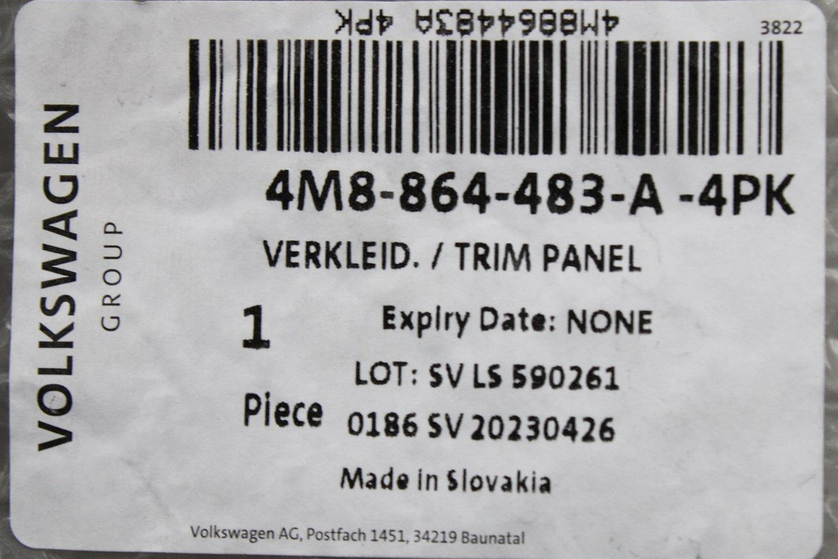 Audi Q8 RSQ8 2019-on luggage compartment scuff panel trim 4M8864483A 4PK